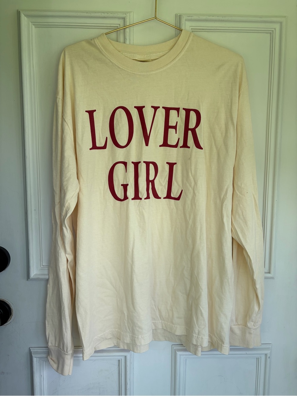 Comfort Colors "LOVER GIRL" Long Sleeve Tee in Cream with Red Print